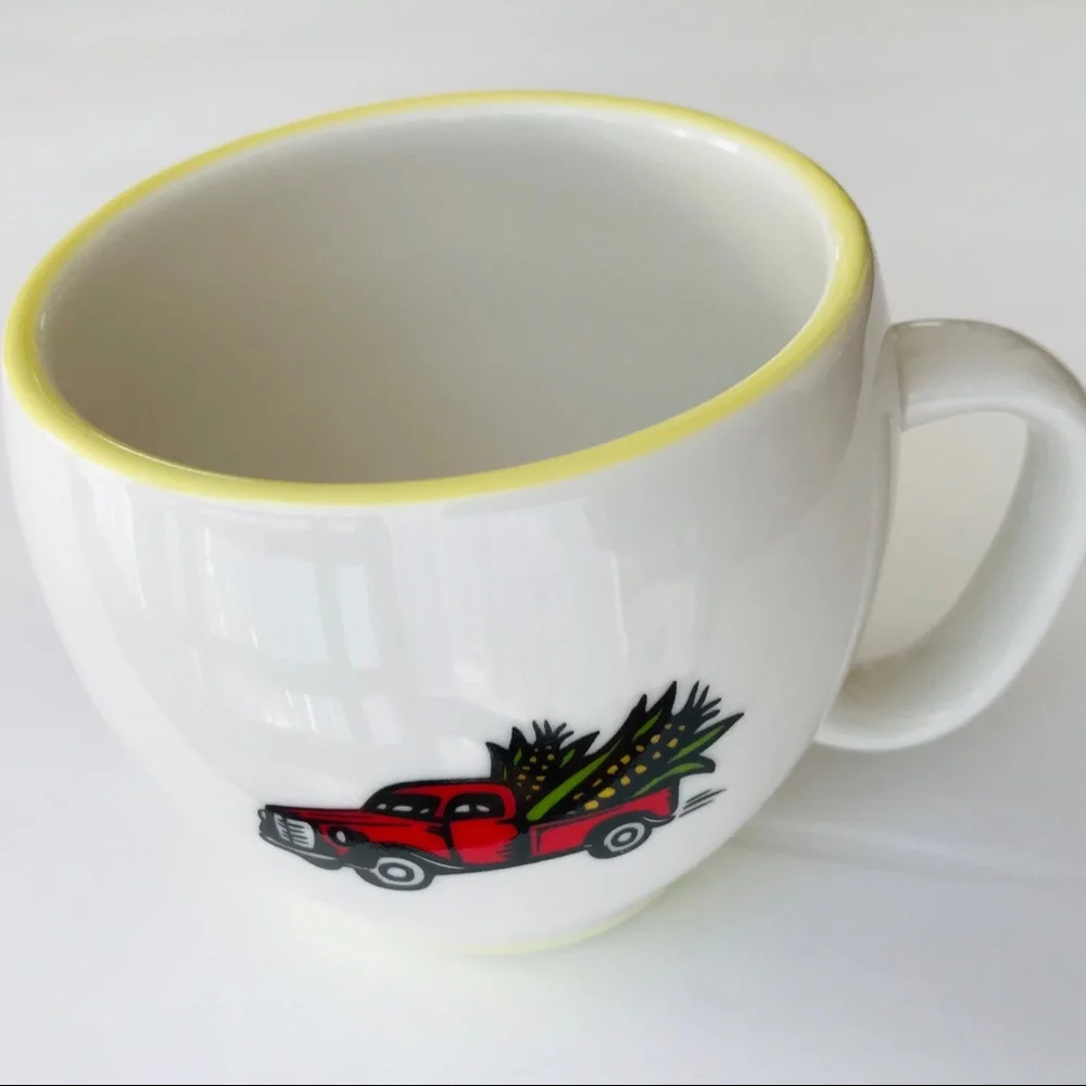 VINTAGE TRUCK Dale & Thomas Mugs Corn Popcorn Cream Cups Set Truck Country Farm